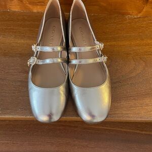 Coach Silver Double Strap Flats